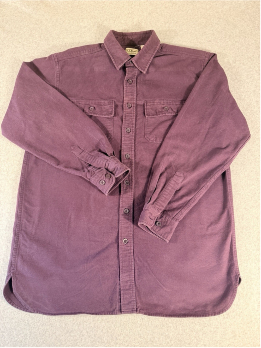 L.L. Bean Chamois Cloth Shirt Mens Large Tall Purple Button Up Flannel Work